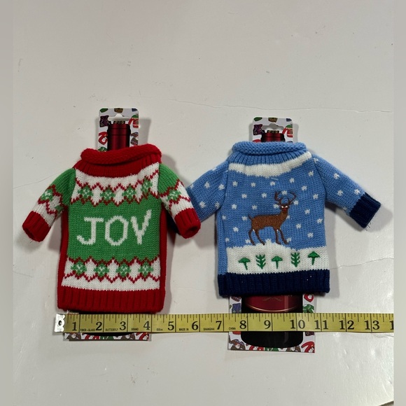 Pack Of Two Christmas Ugly Wine Bottle Sweater - Picture 7 of 9